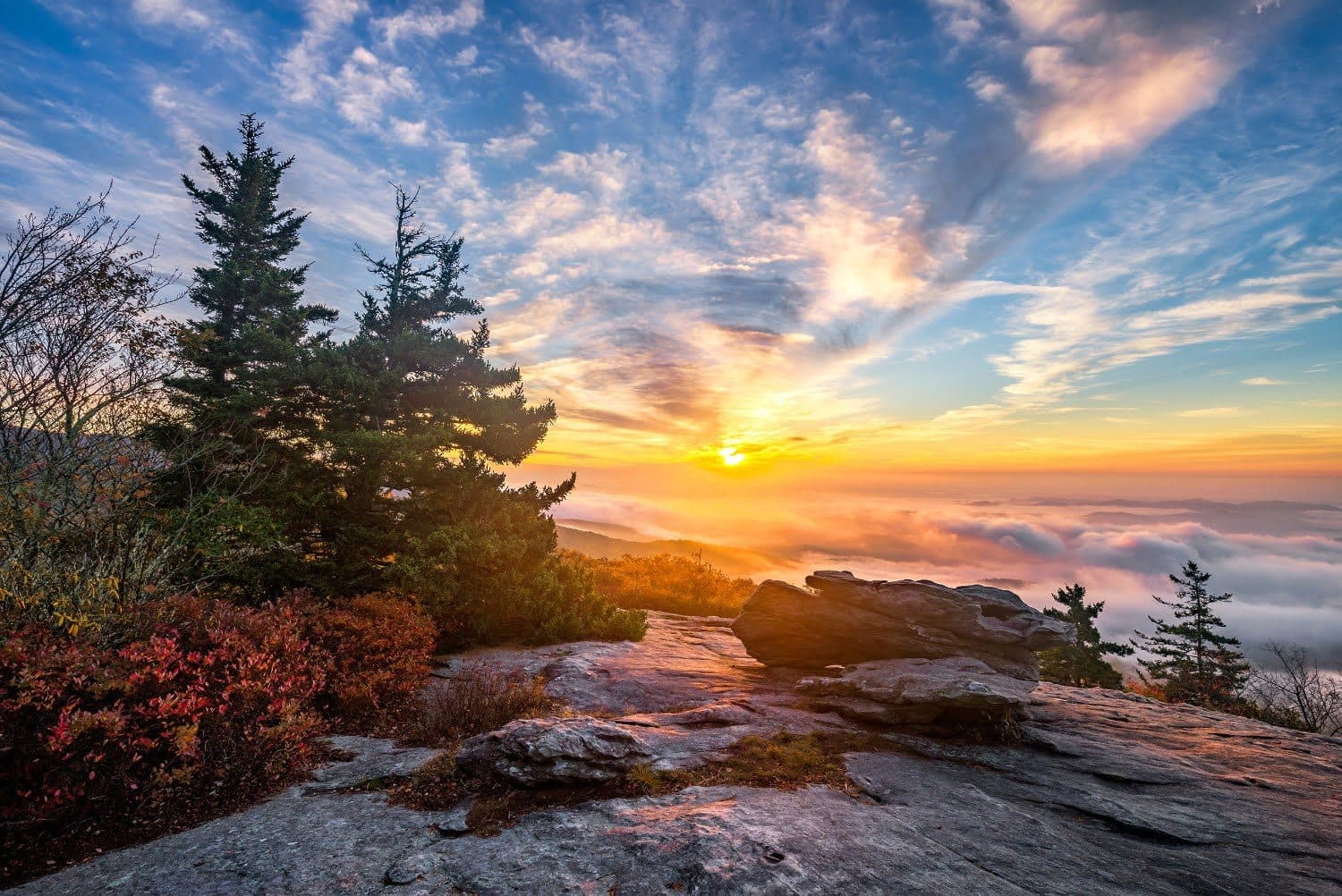 blue ridge mountains sunrise in north carolina